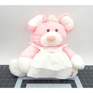 Fisher Price Puffalump 1987 Nylon Pink Mouse 8013 White Dress 17 In Stuffed Toy